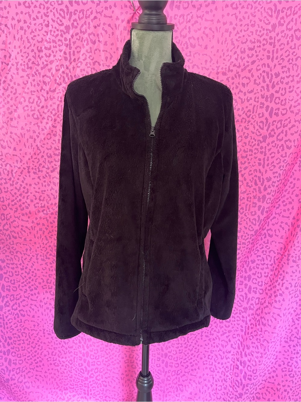 made for life Black Plush Full-Zip Teddy Jacket